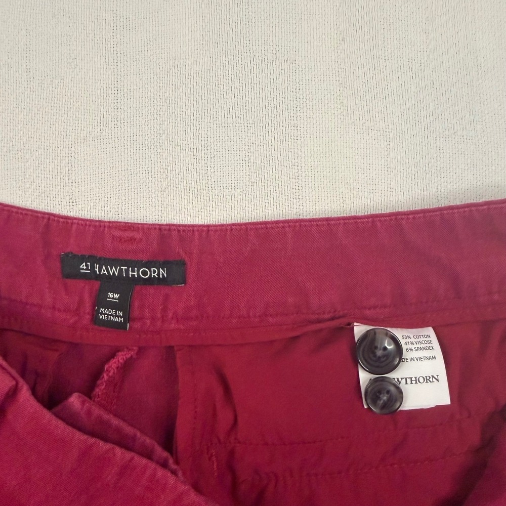 Hawthorn Magenta Pink Straight Leg Stretch Trousers Plus Size 16W